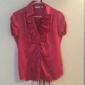 Silky blouse with rose detail